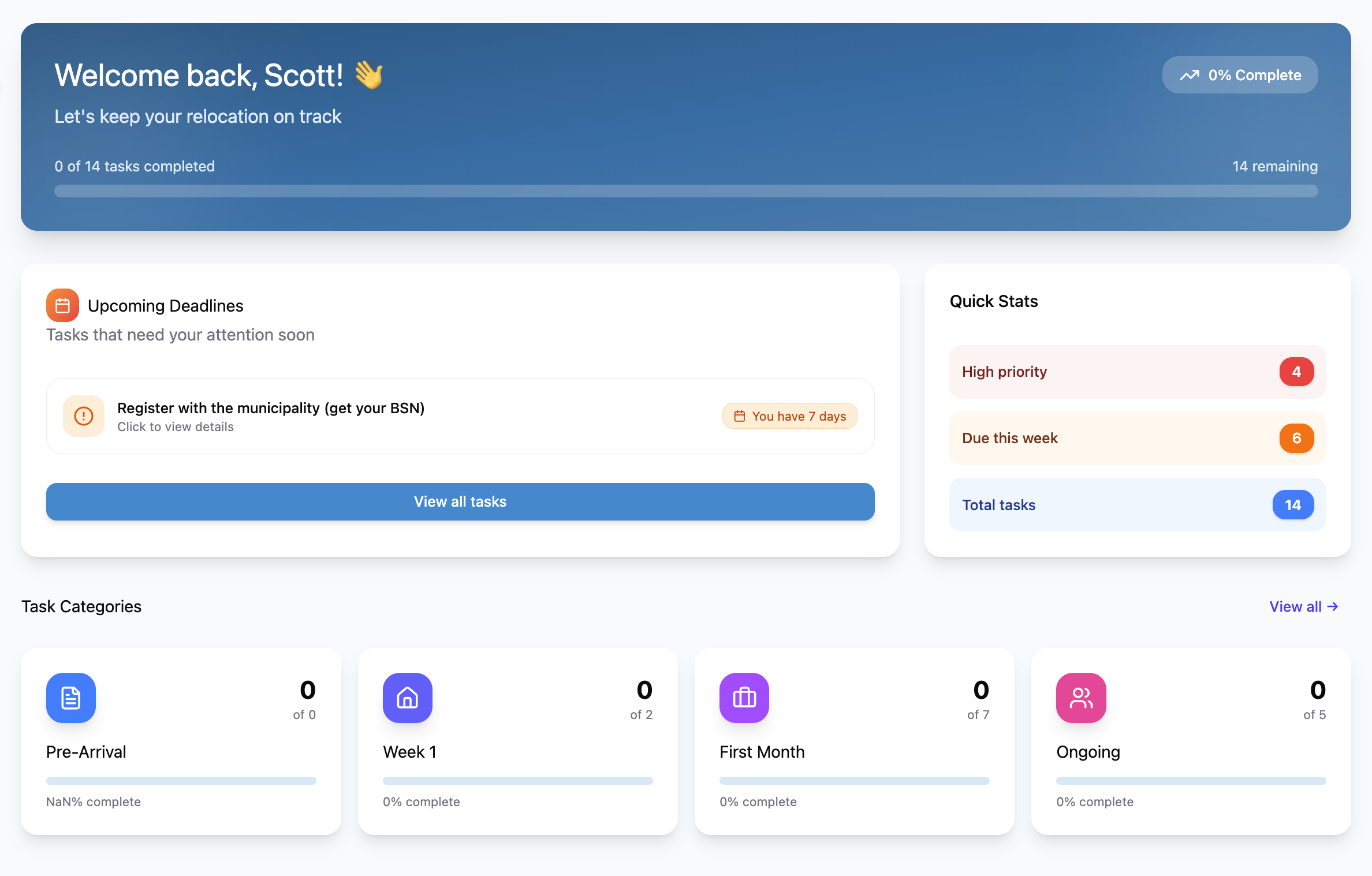 Settla dashboard preview