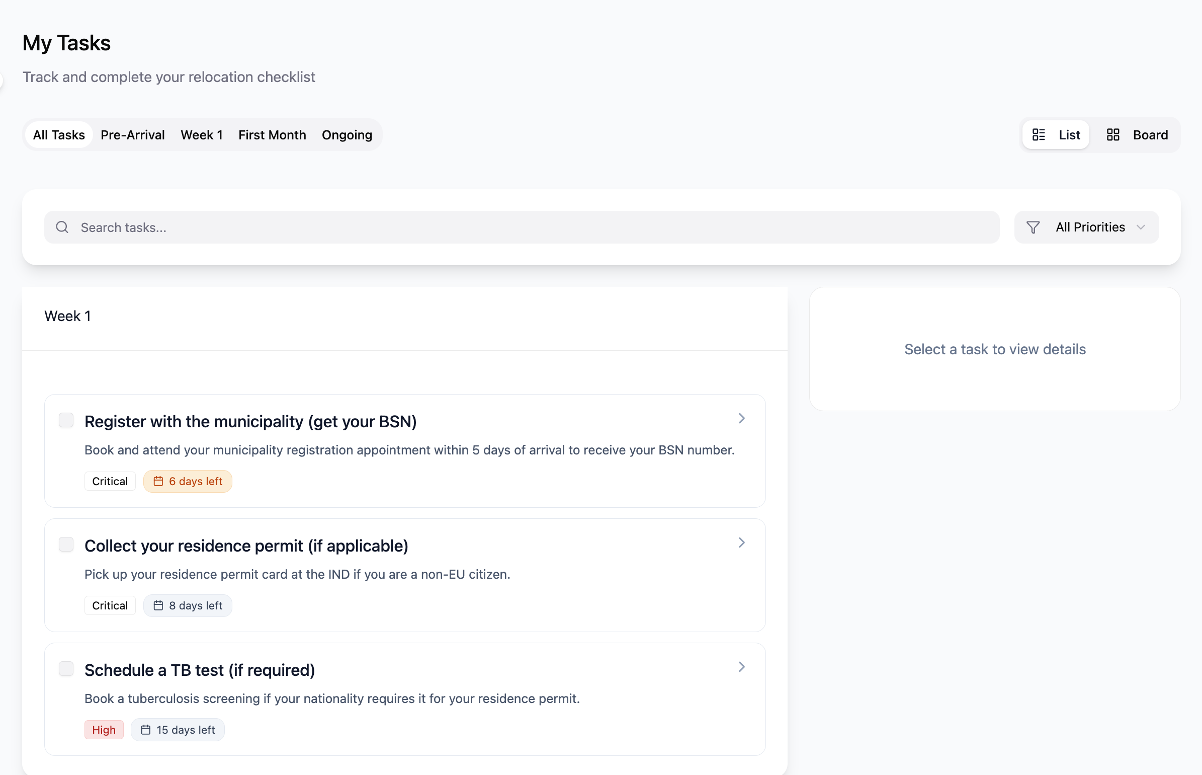 Task lists screenshot